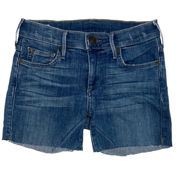 True Religion Cora Women's cut off Distressed Denim Blue Jean Shorts size 25 - Picture 1 of 12